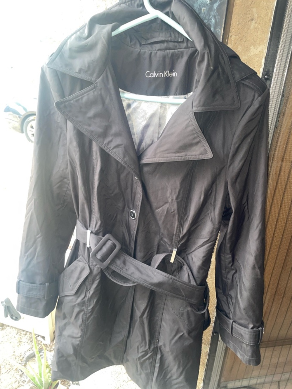 Calvin Klein Black Belted Trench Coat